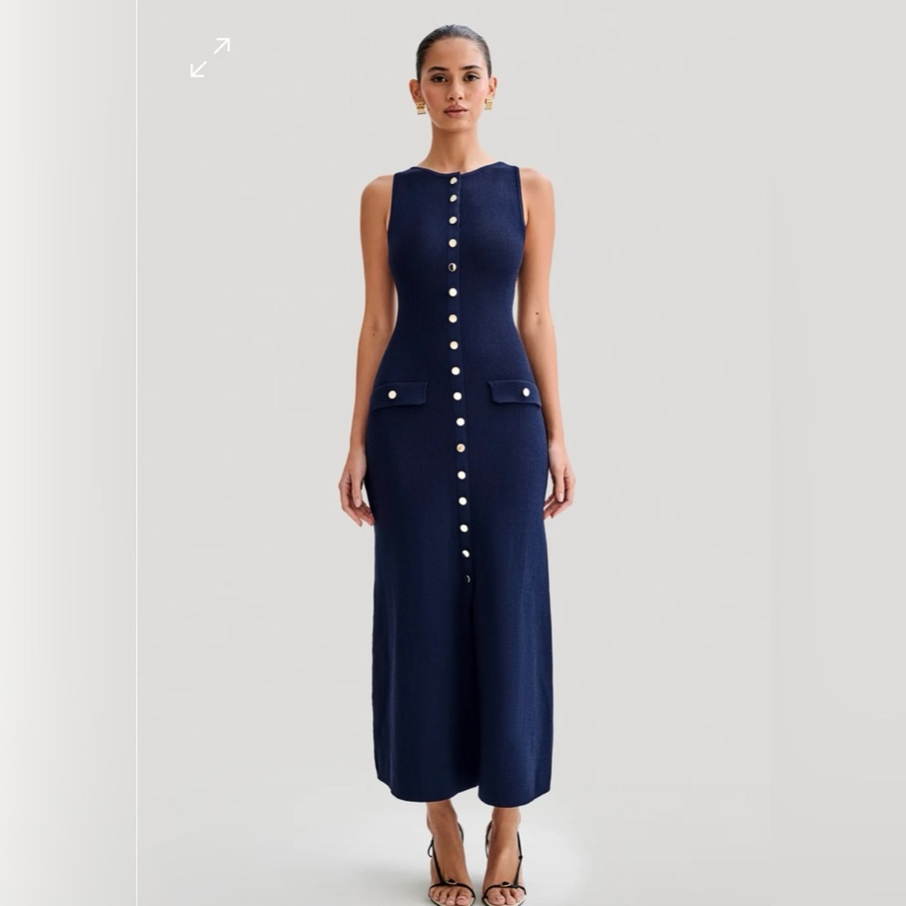 Meshki- SAWYER 
Sleeveless Buttoned Maxi Dress - Navy